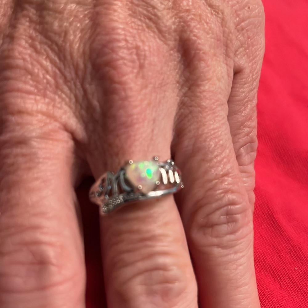 SOLD🧿🧿🧿🧿🧿🧿🧿SILVER FIRE 🔥 OPAL MOM 💍 RING 925 SZ.9🆕🏷️ - Picture 1 of 16
